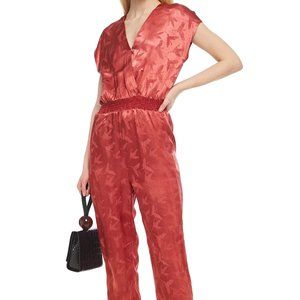NWT Maje Pera Wrap-effect Satin-jacquard Jumpsuit